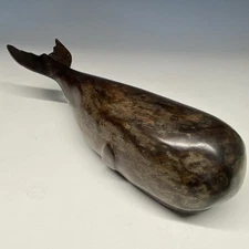 13” Vintage Mid-Century Carved Ironwood, ￼wood Decorative Sperm Whale