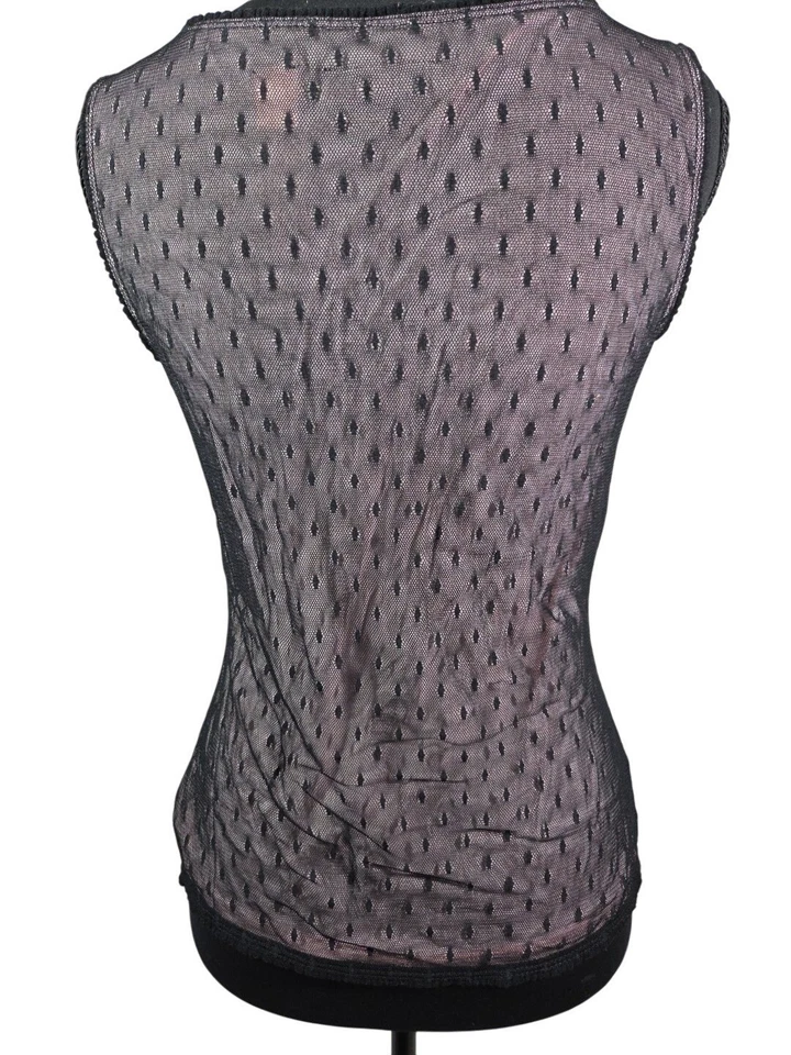 Y2K Access Pink & Black Mesh Lace Overlay Goth Emo Feminine Vamp 90s Rave Sz S - Image 3 of 4