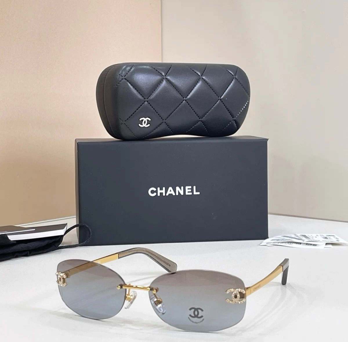 CHANEL Rimless Gold Sunglasses for Women for sale | eBay