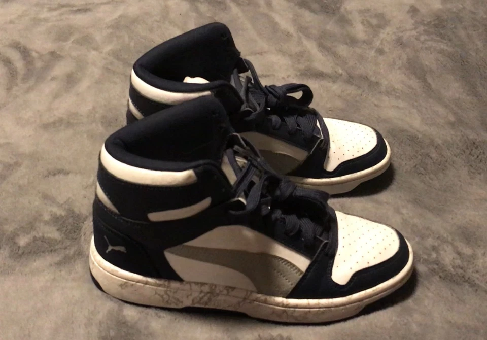 Puma Rebound Mid Layup Marble Sneaker Navy/White - Image 2 of 4