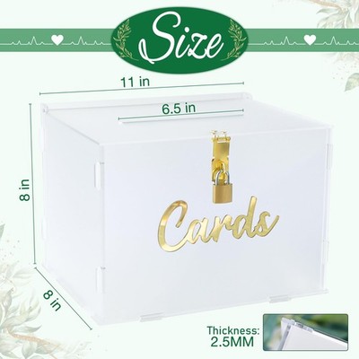 Frosted Acrylic Wedding Card Box with Lock DIY Gift Card Box for