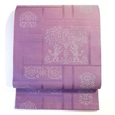 Silk Hachisun Nagoya Obi Japanese Kimono Sash Hakata geometric Used Japan