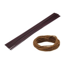 50Pcs 2 Gauge Floral Wire, 15.75" Length Flower Stem with Twine, Brown