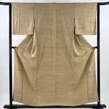 JAPANESE KIMONO FINE PATTERN LIGHT BROWN 157cm 5 ft 2 in PURE SILK B1245