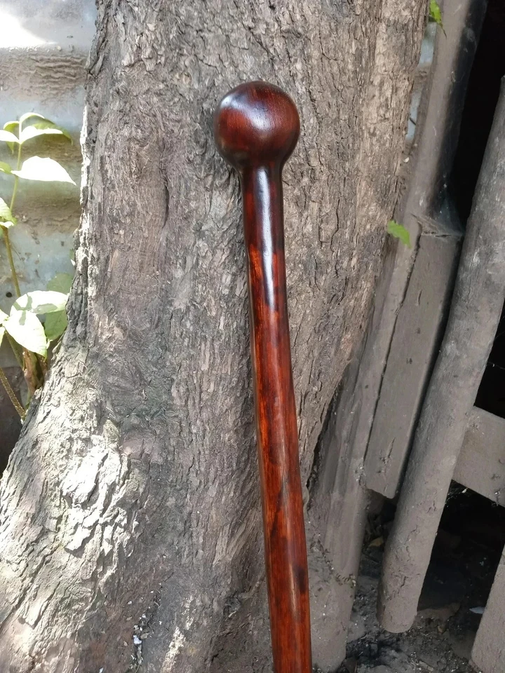 1920s Style Wooden Walking Stick | African Rosewood & Mahogany Cane Vintage Gift - Image 4 of 4