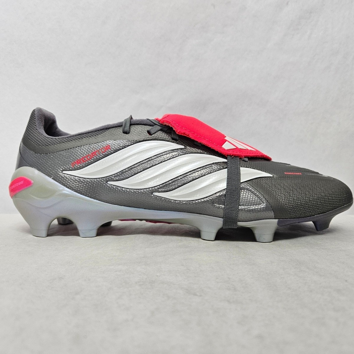 Adidas Predator League FT FG Soccer Cleats JS0426 Gray Lucid Red