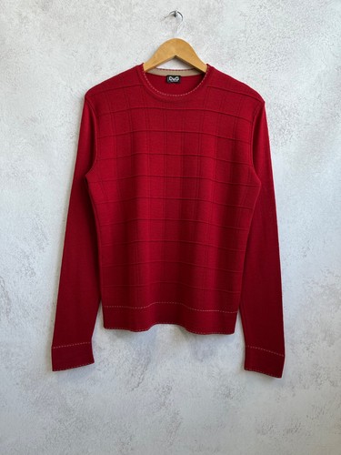 D&G, Dolce & Gabbana Men Wool Sweater Pullover Jumper Vintage Red D&G Logo