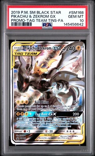 2019 POKEMON SM BLACK STAR PROMO #SM168 PIKACHU & ZEKROM PSA 10