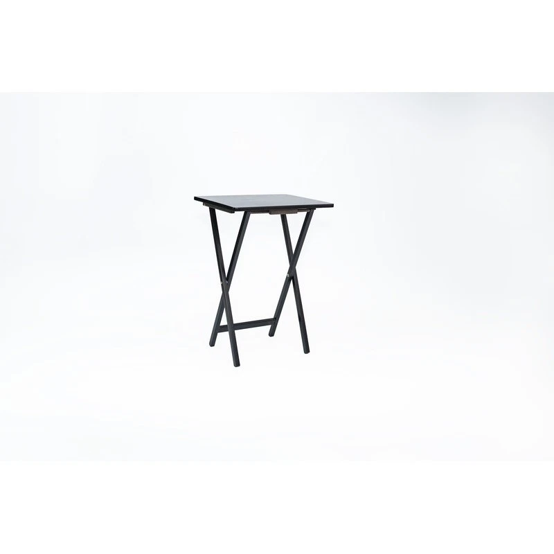 Juego de 2 mesas bandejas de TV plegables con estante de almacenamiento madera de goma duradera uso en interiores Foto 4 de 4