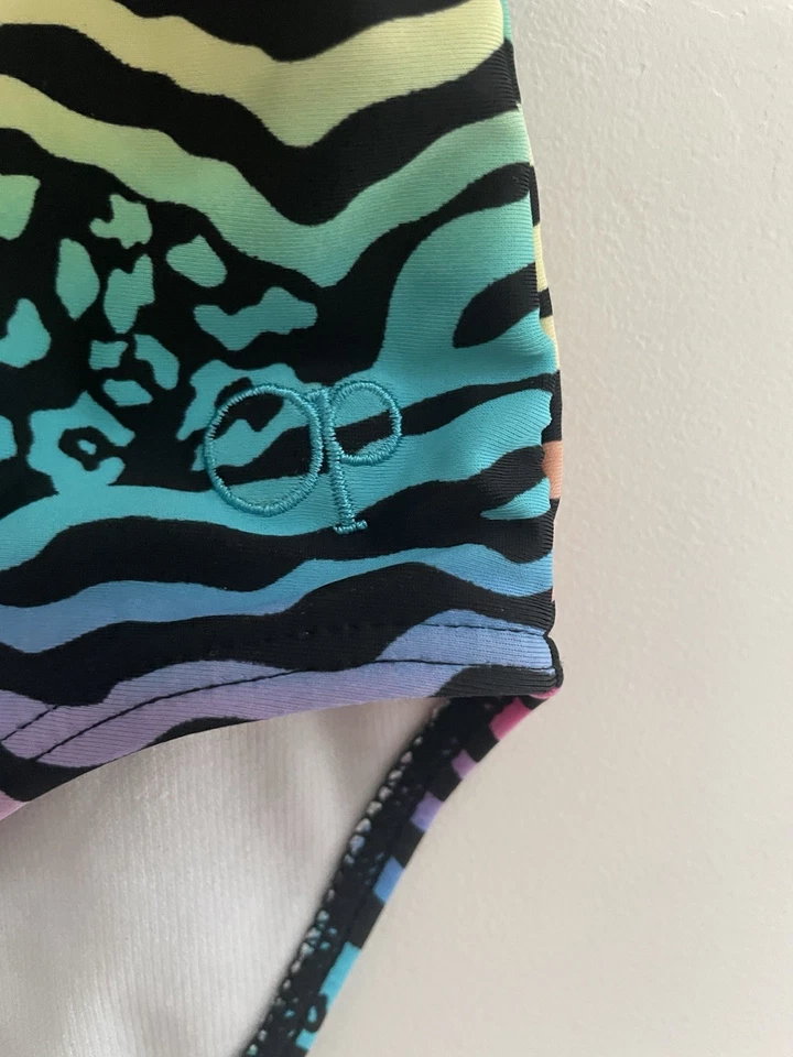 OP Niños Niñas Arco Iris Estampado Leopardo Correa Cruzada Forrado 1 Pieza Traje de Baño Multi 8-9 Foto 4 de 4