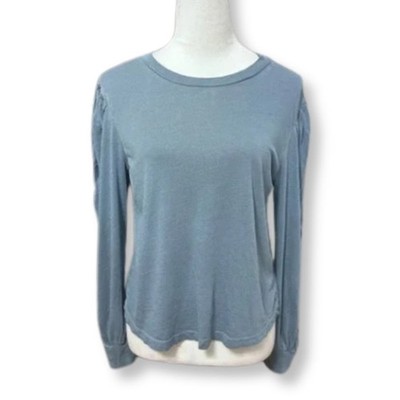 Treasure & Bond Long Sleeve Tee Round Neck Ribbed Cuff Cotton Blend Blue XS NWOT