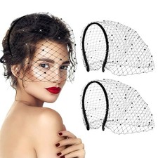 Jansun Black Veil Mesh Veil Headband 1920s Headpiece Birdcage Veil Bridal Wed...