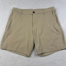 Lululemon Mens Commission Shorts Size 34 Khaki Golf Casual Athletic