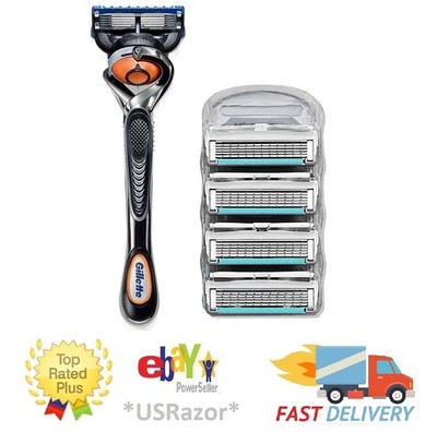 Gillette Fusion Flexball Razor 4 Refill Cartridges Handle 5 Blades flex ball
