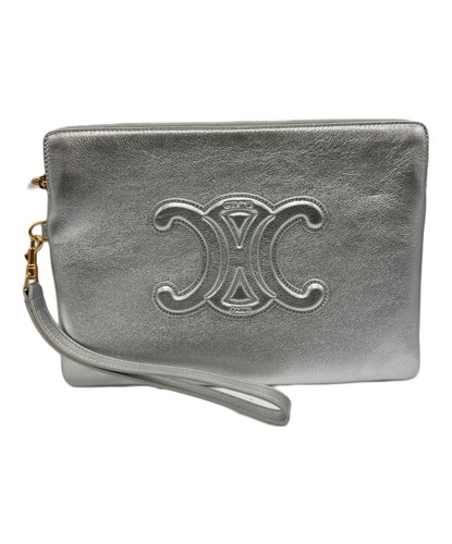 CELINE Small Pouch with Strap Clutch Bag Leather Female Used Authentic