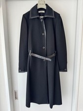 USED PRADA BLACK LONG COAT WITH BELT ACCEPTABLE