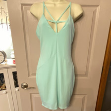 Victoria's Secret Mint Green Knit Bodycon Dress V-Neck Strappy Stretch Lined S/P