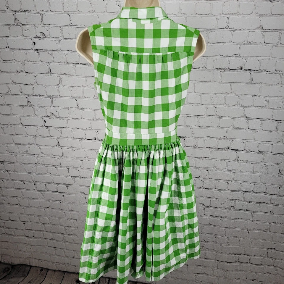 Vestido Bernie Dexter Verde Cuadros Retro Frontal Cremallera Ajuste y Acampanado Rockabilly EE. UU. Pequeño Foto 2 de 4
