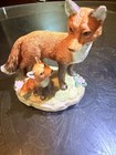 HOMCO Porcelain Fox & Cub Figurine Sculpture on Base Made in Malaysia — photo 2