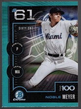 Noble Meyer - 2025 Bowman Scouts Top 100 Chrome Aqua Refractor /125 #BTP-61 (RC)