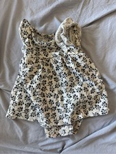 Carters Cream and Black Floral Ruffle Bodysui...