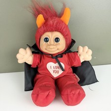 Vintage Russ Troll Kidz Red Hair Devil Cape Doll Valentine I Love You Plush 12  