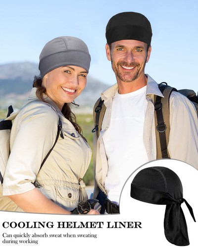 8 Pack Do Rag Skull Caps for Men Sweat Wicking Doo Rags Cooling Helmet Liner ... - Picture 6 of 7