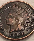 1899 US Indian Head Cent 1C Penny - F/VF - #12052