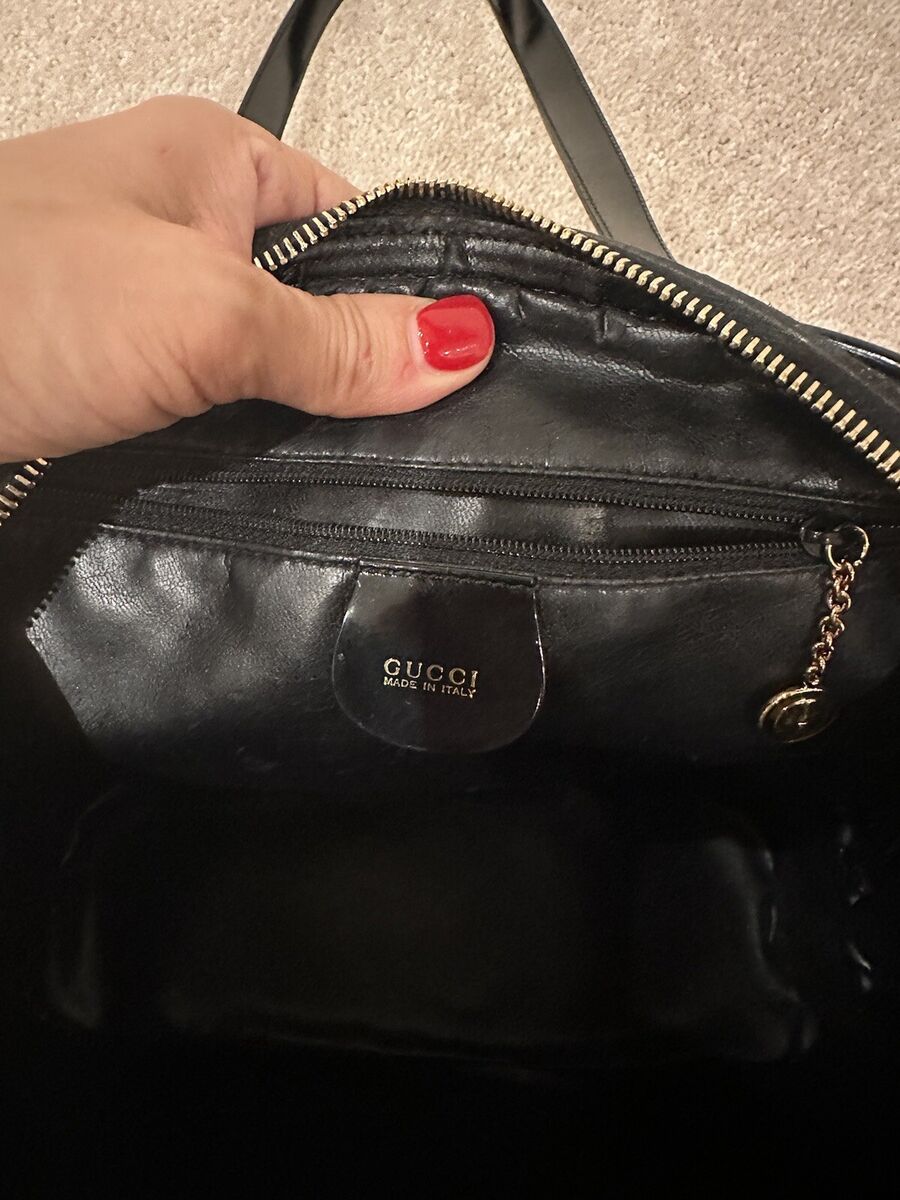 Gucci Bamboo Bamboo Zipper Black Patent Leather Handbag Gucci Bamboo Bamboo Zipper Black Patent Leather Handbag