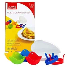 RAPID BRANDS 7-PC MICROWAVE EGG COOKWARE SET - DORM OFFICE HOME  NEW SHIPS FREE!