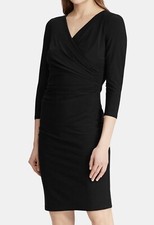 Ralph Lauren Women's Ruched Jersey Black Dress Size 10 Retail $109