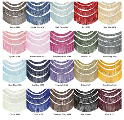 Fransenborte Schleifen Poly Reyon Quaste Fransen Borte.2,4,6 & 13cm,20 Farben,UK