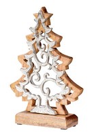 Deko Baum Aufsteller Weihnachten H25Cm Holz Metall Natur Silber Tischdeko Tanne