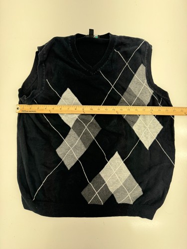 Apt 9 Black Grey Diamond Pattern Sweater Vest Mens Size Large - Picture 4 of 6