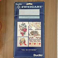 Vtg Bucilla Zweigart Lugana 25 ct Pewter 14"x18" Cross Stitch 1995 Needlecraft