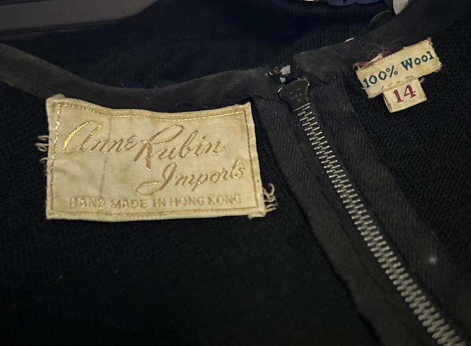 Vintage Fashion 1960's Mod Sequined Top Anne Rubin Imports - I Magnin & Co Sz 14 - Image 4 of 4