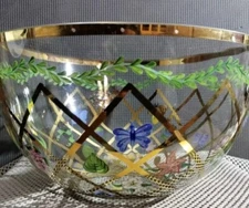  24kt Lenox Handpainted Bee Flower Butterflies Large. bowl box,slight gold loss