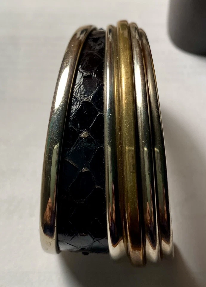 罕见 Katz Turner Wyatt 设计师银色,Python 蛇皮袖口手链 — 第 2/4 张图片