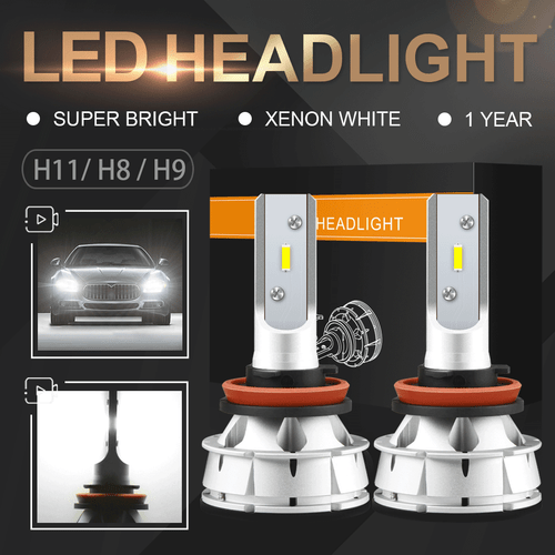 2X AUXITO H11 H8 H9 LED Headlight Kit Bulbs Low Beam HID Xenon White Lamp 6000K - Picture 2 of 10