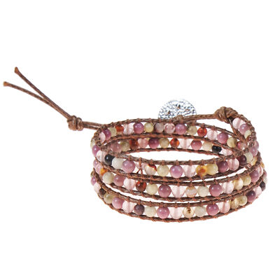 Mix Magic Jasper Stone Snake Cord Wrap Leather Bracelet
