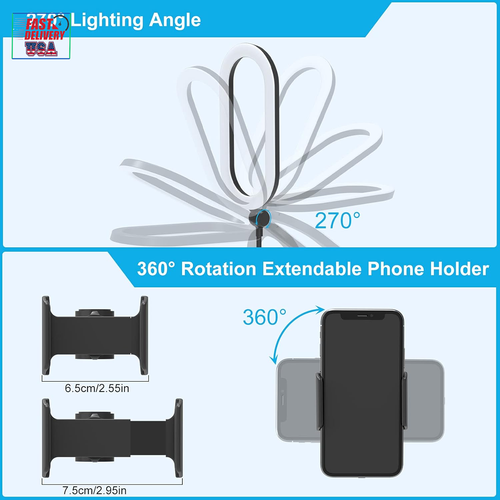 Ring Light with Tripod Stand and Phone Holder 14” Selfie Lights for Tiktok Phone - Picture 3 of 12