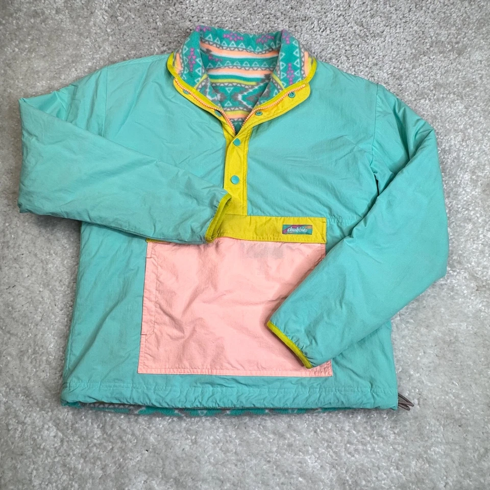 Chubbies The Weekend Reversible Polar Pullover Chaqueta Verde Azteca Para Hombres XS Foto 2 de 4