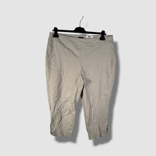 50 JM Collection Women's Beige Pull-On Lattice-Hem Capri Pants Size XL