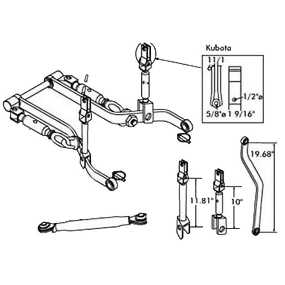 3 Point Hitch Kit Fits Kubota B1550 B2400 B1700 B7100 B7200 B8200 B2100 ...
