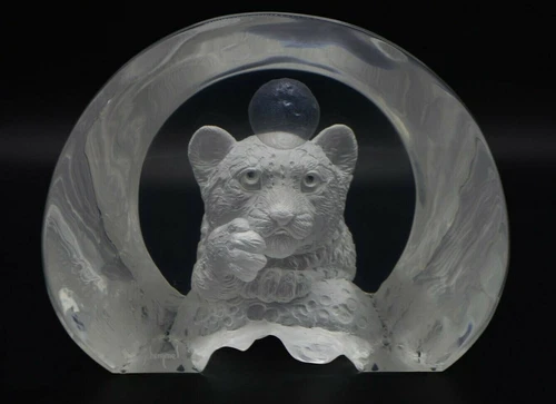 William Schim Schimmel "Wishing on the Moon" Tiger Acrylic Sculpture Signed #'d