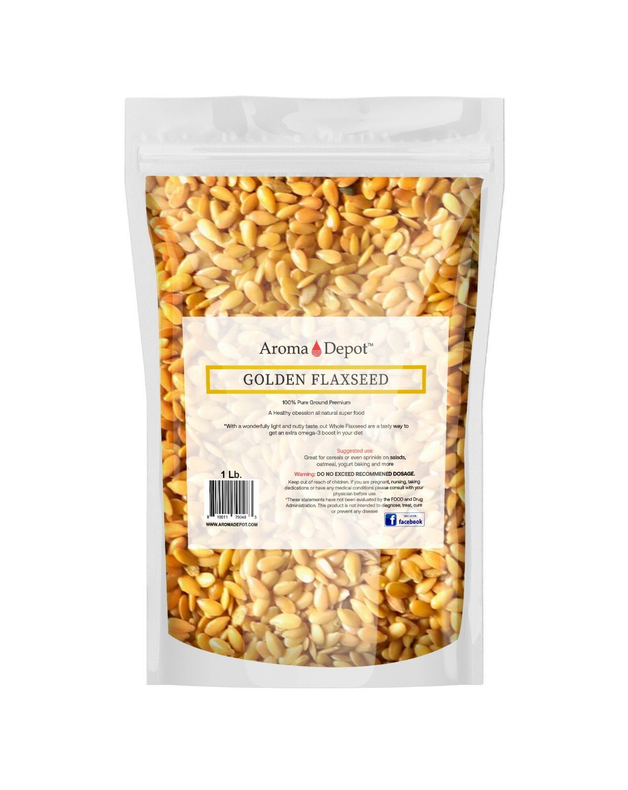 1lb. Golden Flax Seeds Whole Omega3 NonGMO Linaza Raw Flaxseed Kosher