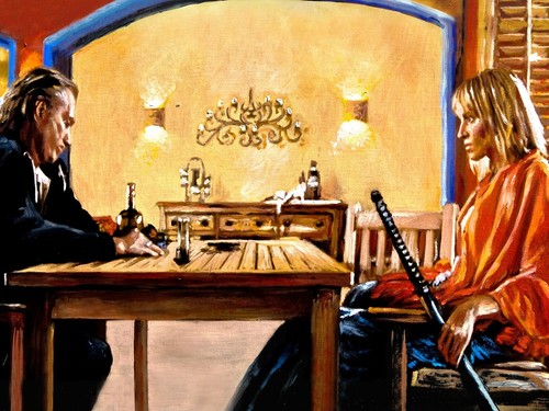 KILL BILL TT Art -Iconic Movie Scenes with 6"x8" mounted prints- A4 framed - Picture 3 of 9