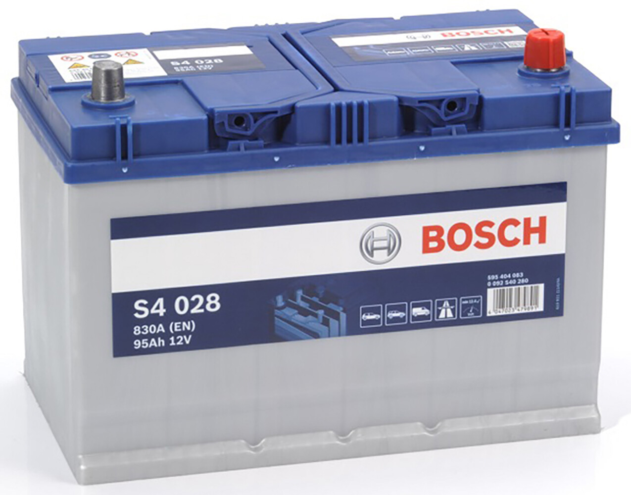 Batterie de voiture Bosch S4028 95Ah 830A 12V pour berlines et SUV