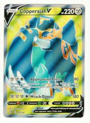 Copperajah V (Full Art) 187/192 Ultra Rare Pokemon TCG SWSH02: Rebel Clash  NM