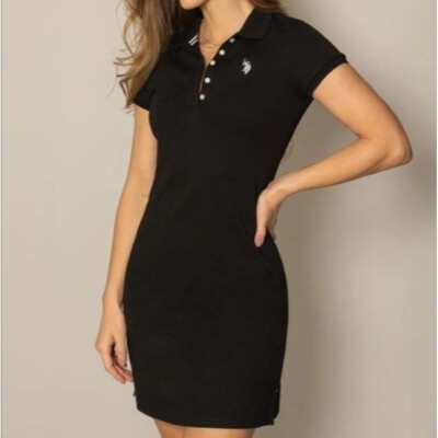 black button down bodycon dress Black Ribbed Button Long Sleeve Polo Maxi Dress main image 1